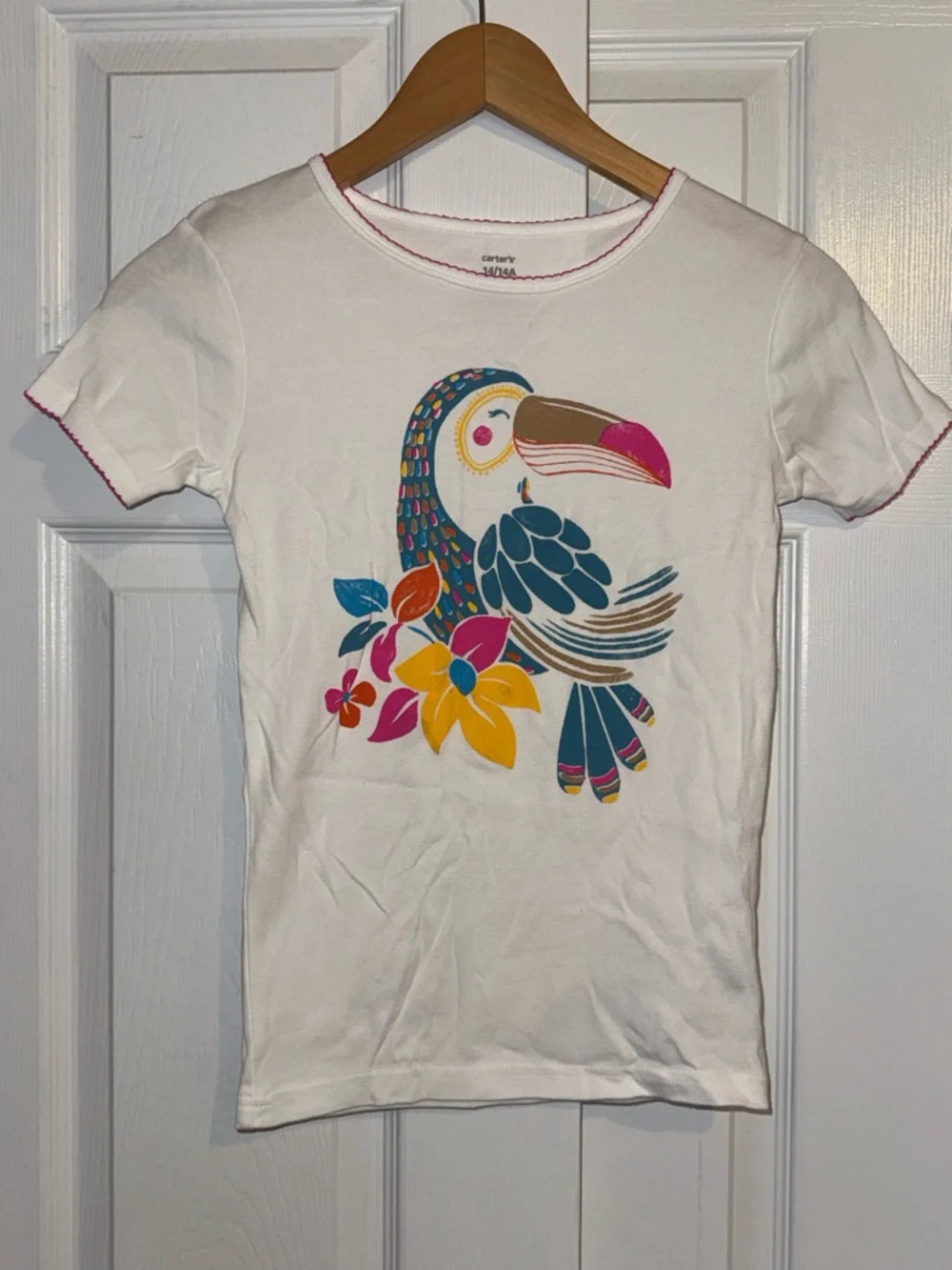 Carter's Floral Short-Sleeve 3 PiecePJ Set in Tan with Multicolor Blooms Size 14